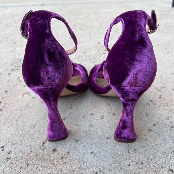 Sam Edelman Purple Velvet Heels with Ruffled Bow - Picture 2 of 6